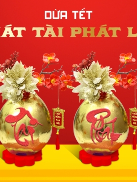 Dừa dát vàng Phát Tài Phát Lộc 