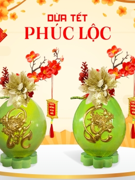 Dừa xanh chữ rồng Phúc Lộc 