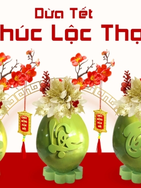 Dừa xanh chữ xanh Phúc Lộc Thọ 