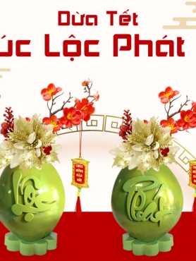 Dừa xanh chữ xanh Phúc Lộc Phát Tài 